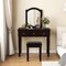 Makeup Vanity Table And Stool Set With Detachable Mirror And 3 Drawers Storage
